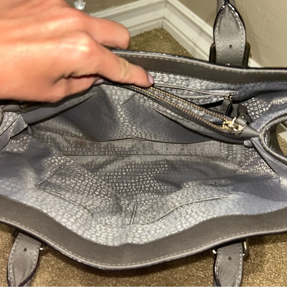 Kate Spade large grey leather tote - Picture 6 of 8